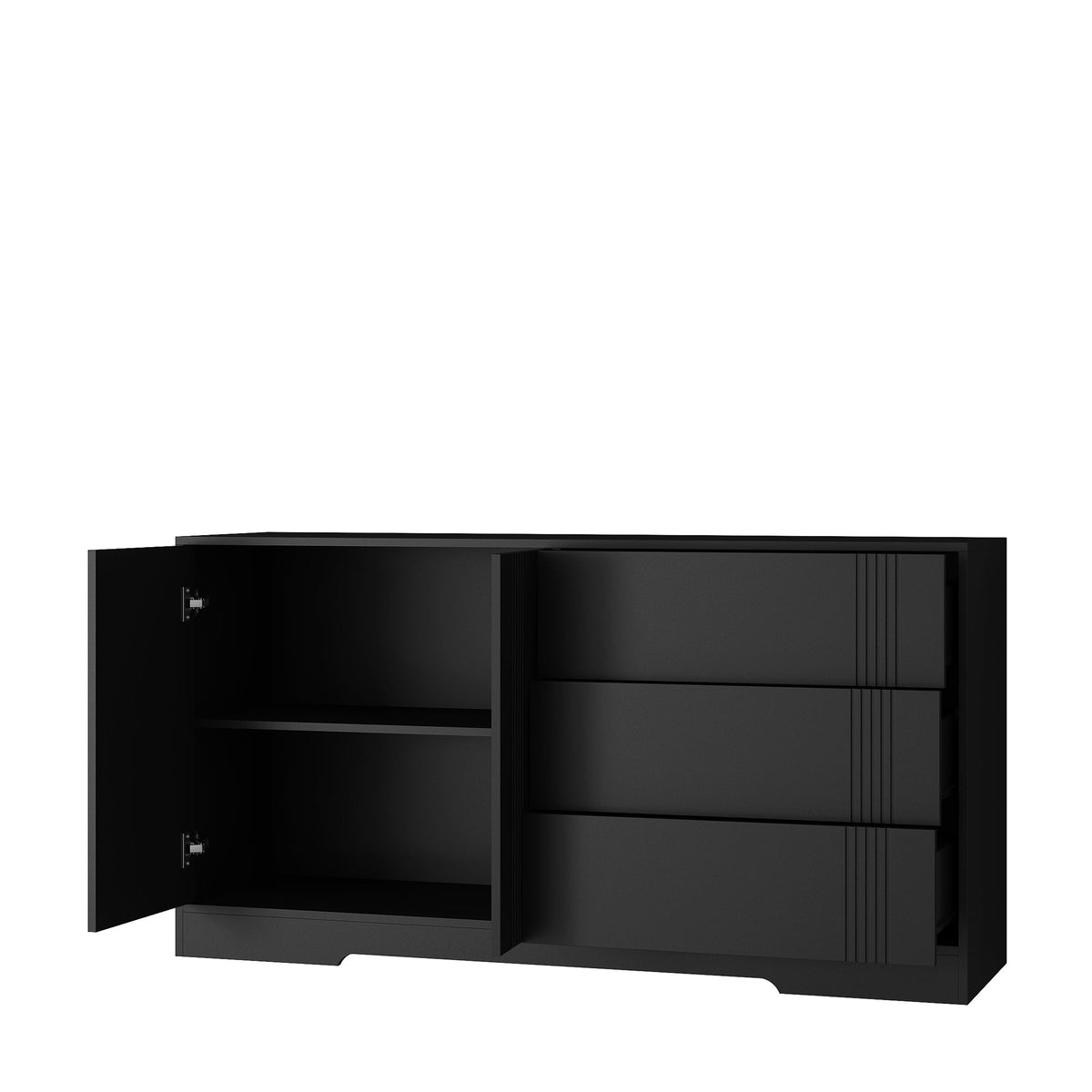 Black Sideboard Buffet with Doors and Drawers for Storage