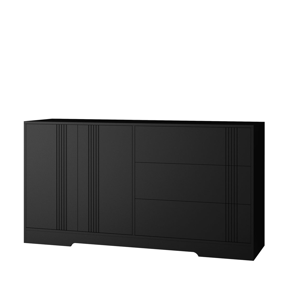 Black Sideboard Buffet with Doors and Drawers for Storage