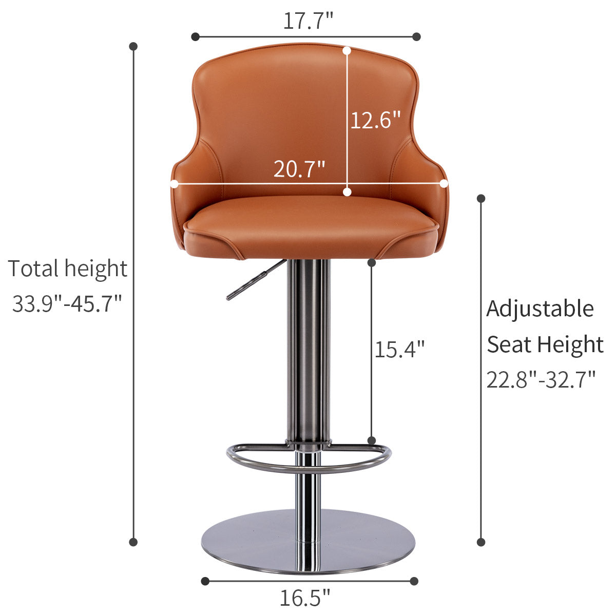 Adjustable Modern Bar Chair with Gas Lift Swivel