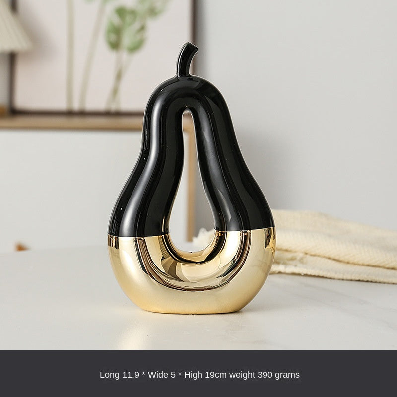 Gilded Apple Pear Ceramic Sculpture Set for Luxury Decor