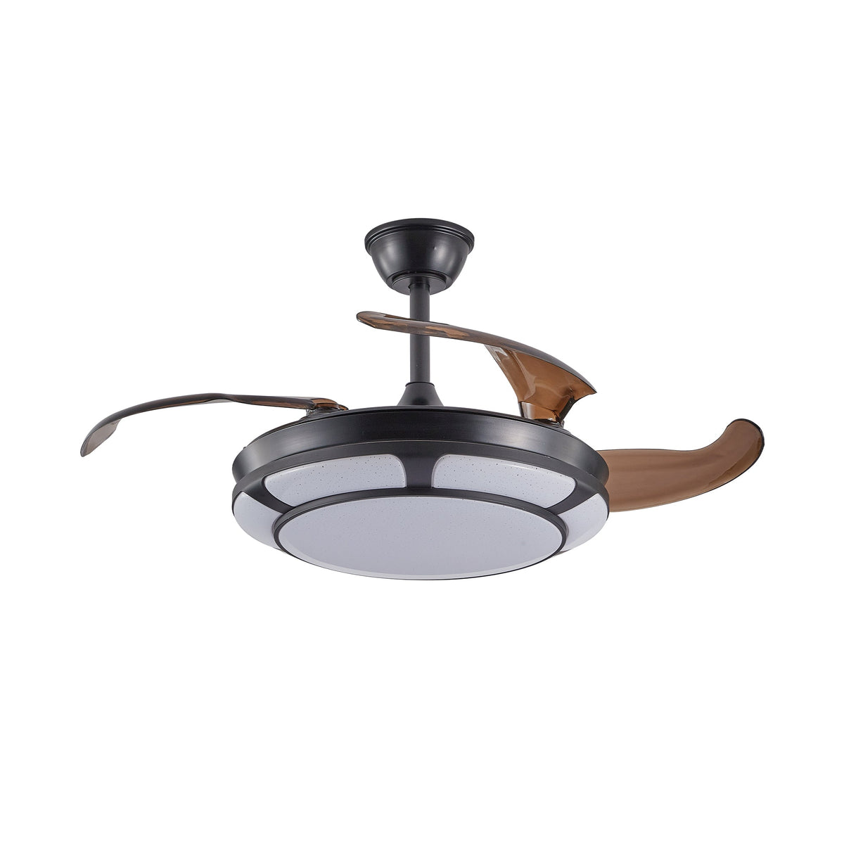 Retractable Ceiling Fan with LED Light, Modern Minimalist