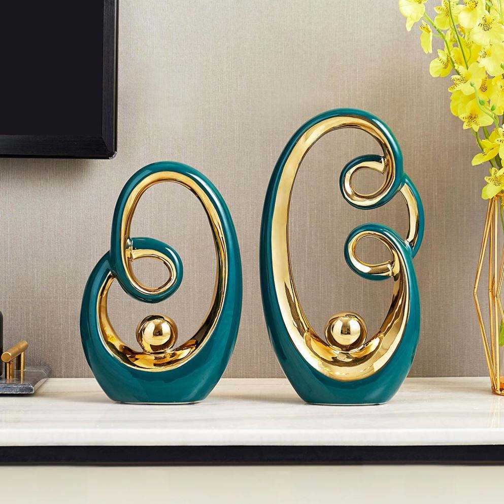 Modern Teal Sculpture for Elevated Living Room Decor