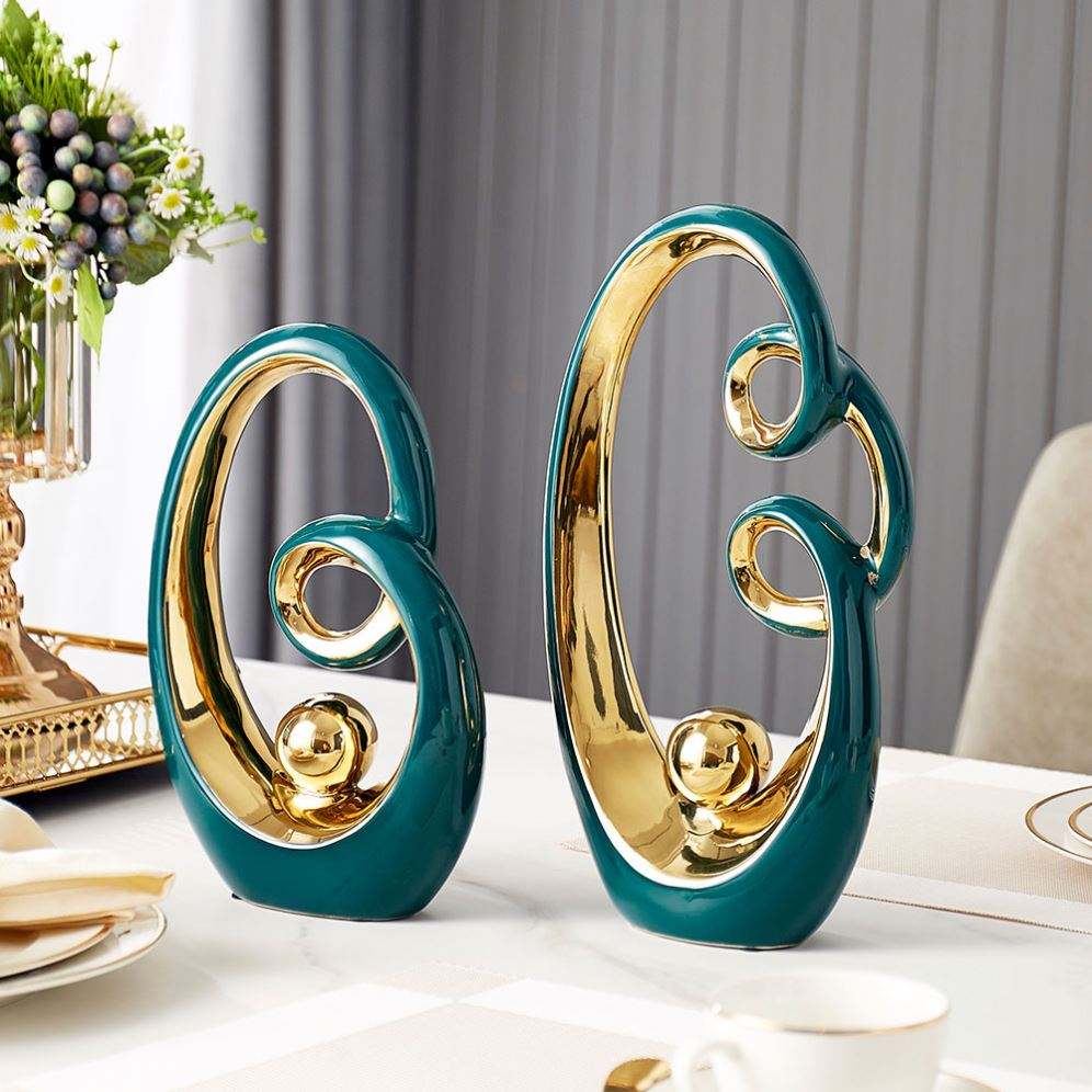 Modern Teal Sculpture for Elevated Living Room Decor