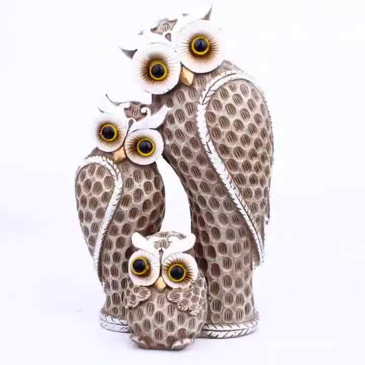 Owl Family Figurine Set for Distinctive Home Decor