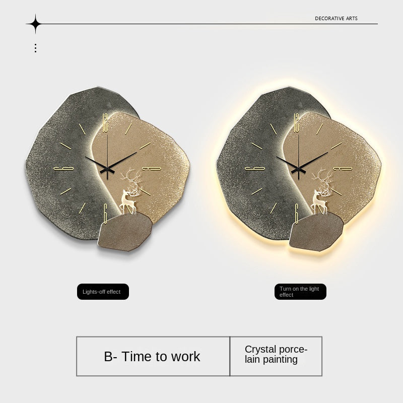 Modern Wall Clock With Warm Illuminated Art Focal Point