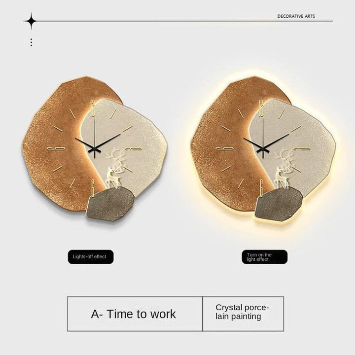 Modern Wall Clock With Warm Illuminated Art Focal Point