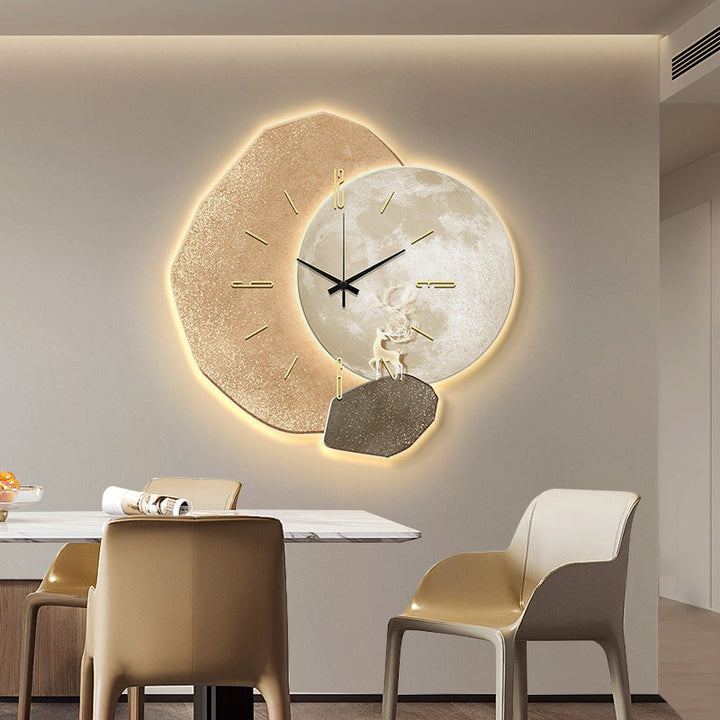 Modern Wall Clock With Warm Illuminated Art Focal Point
