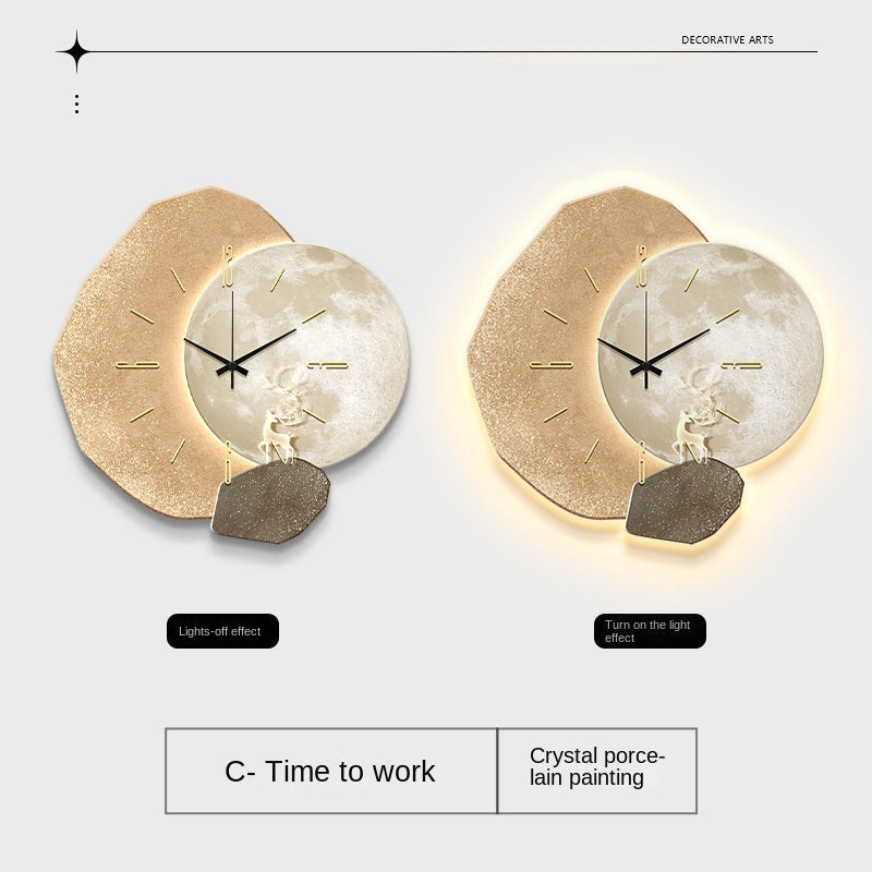 Modern Wall Clock With Warm Illuminated Art Focal Point