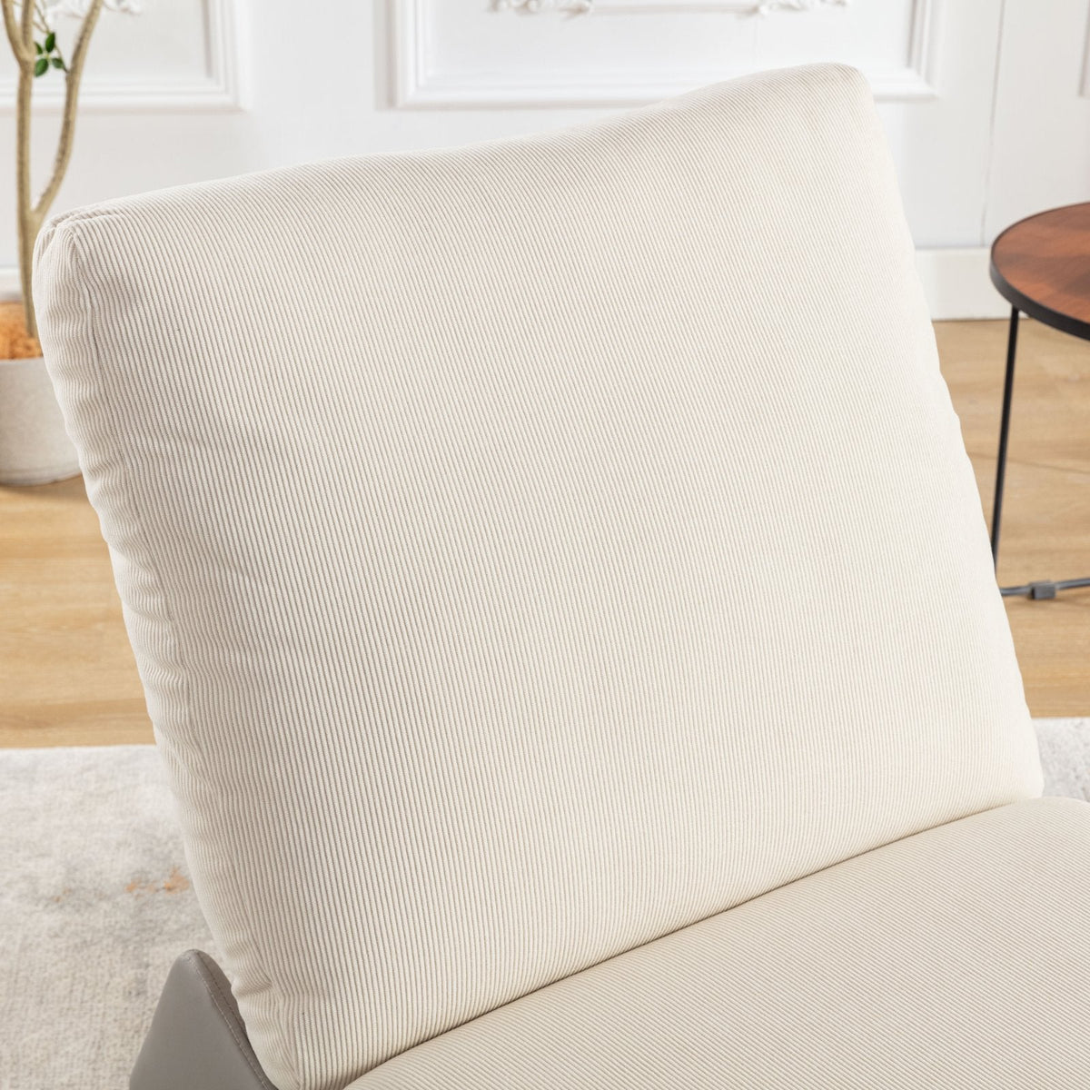 Modern Rocking Recliner Chair with Footrest, Gray Corduroy