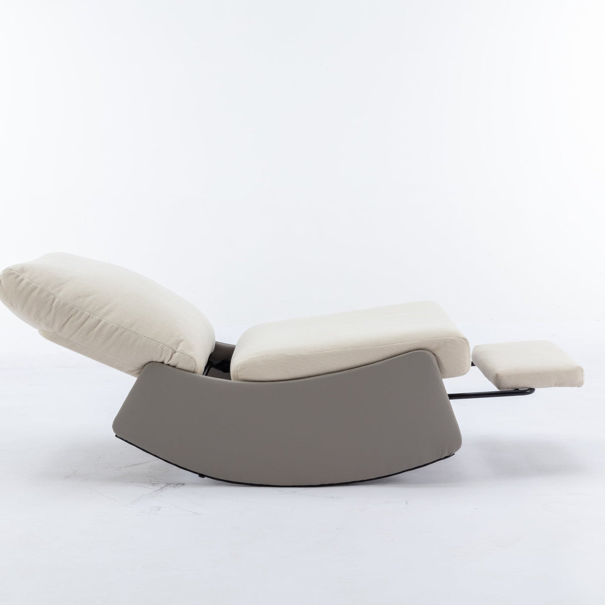 Modern Rocking Recliner Chair with Footrest, Gray Corduroy