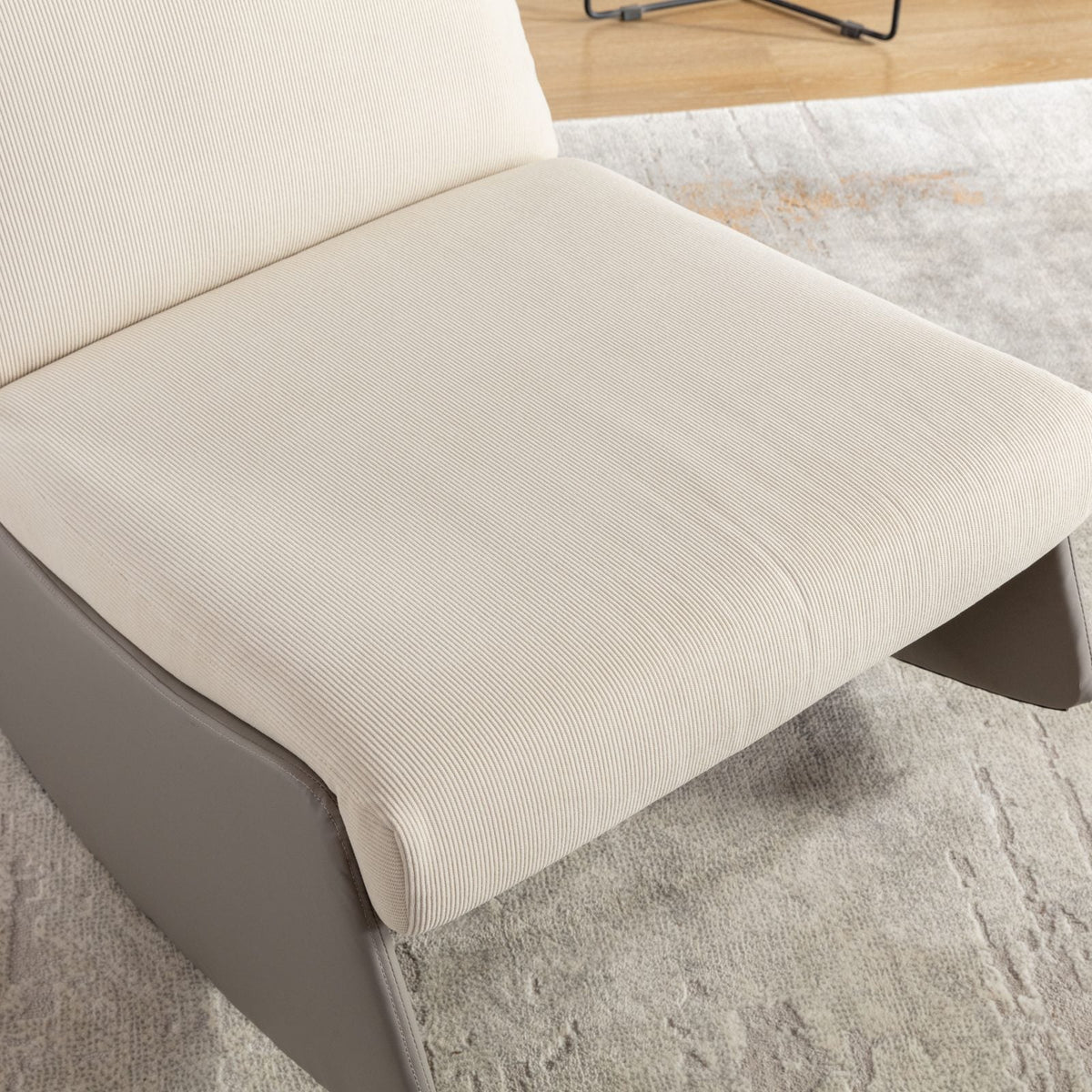 Modern Rocking Recliner Chair with Footrest, Gray Corduroy