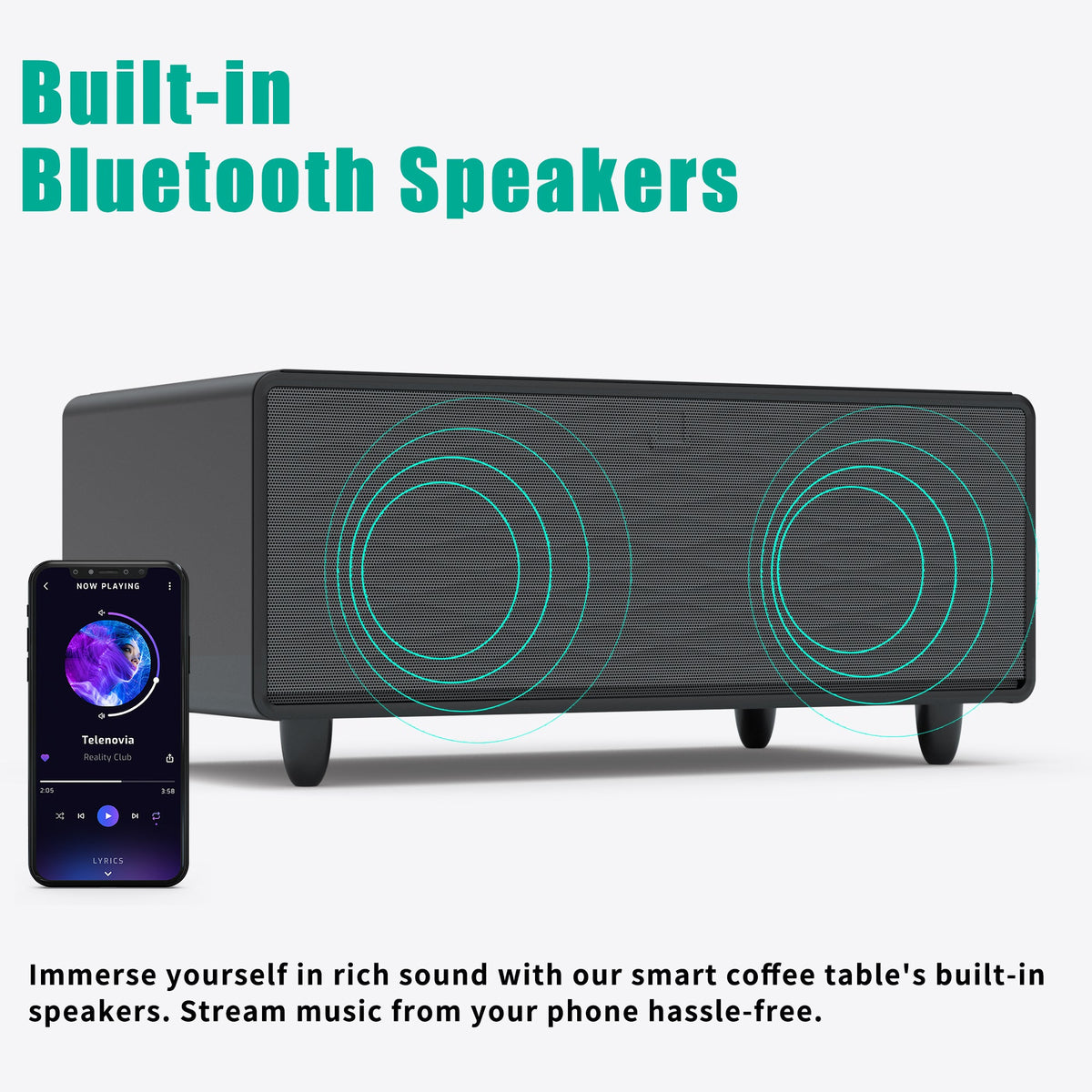 Smart Coffee Table with Built-in Fridge and Charger