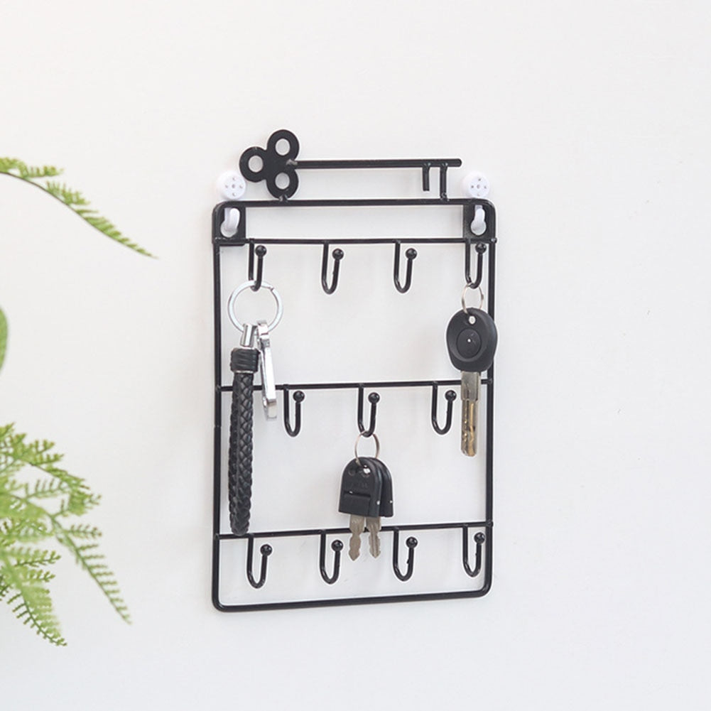 Wall Key Holder Rack with 11 Hooks for Entryway Storage