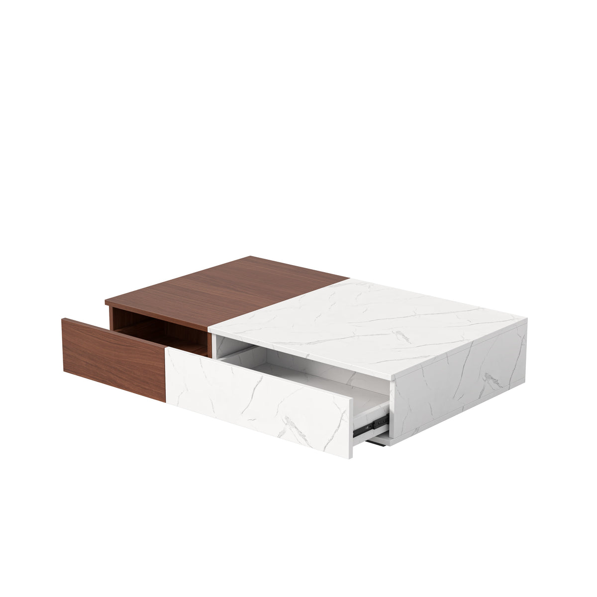 Modern Walnut Coffee Table with Hidden Drawer Storage