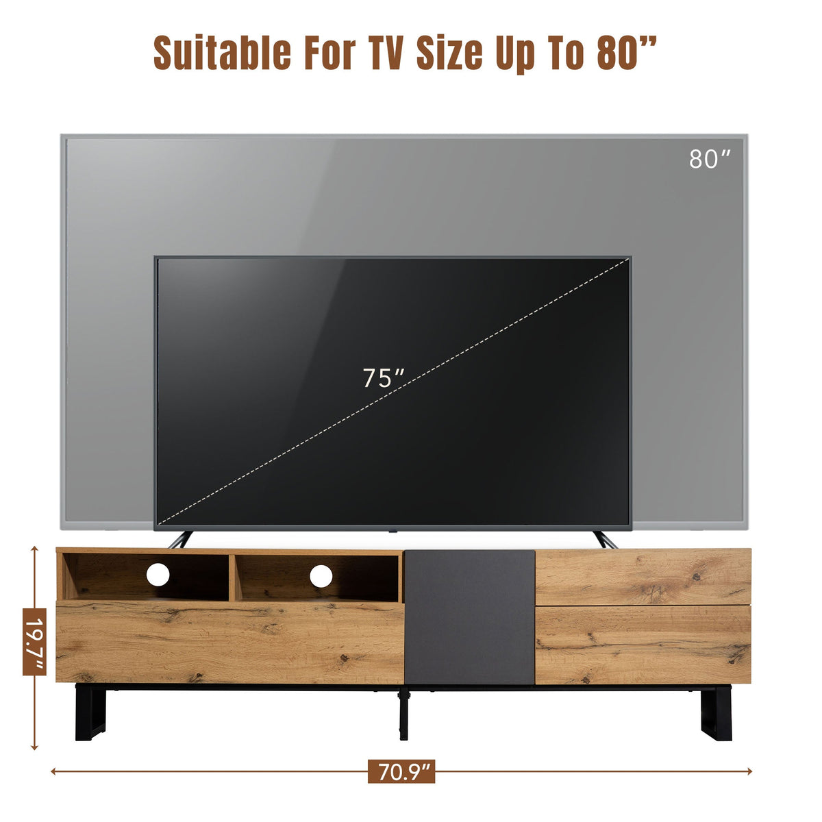 Modern TV Stand for 80-Inch TVs with Double Storage