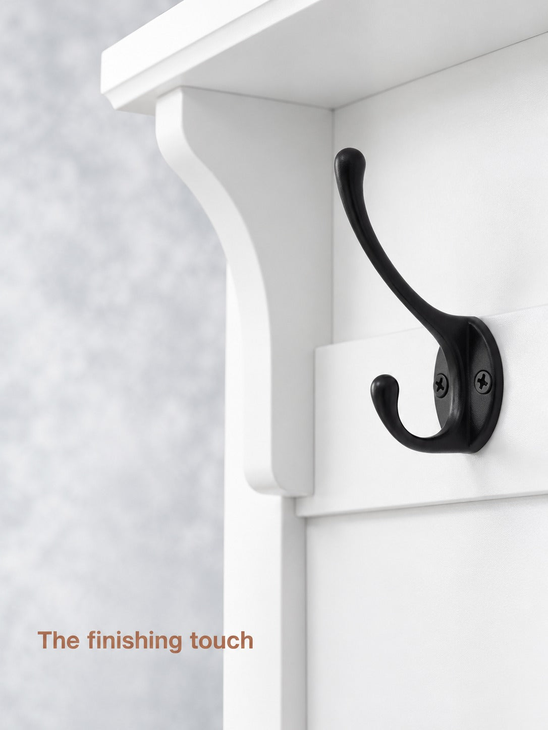 Modern White Hall Tree with Storage Bench and Coat Hooks