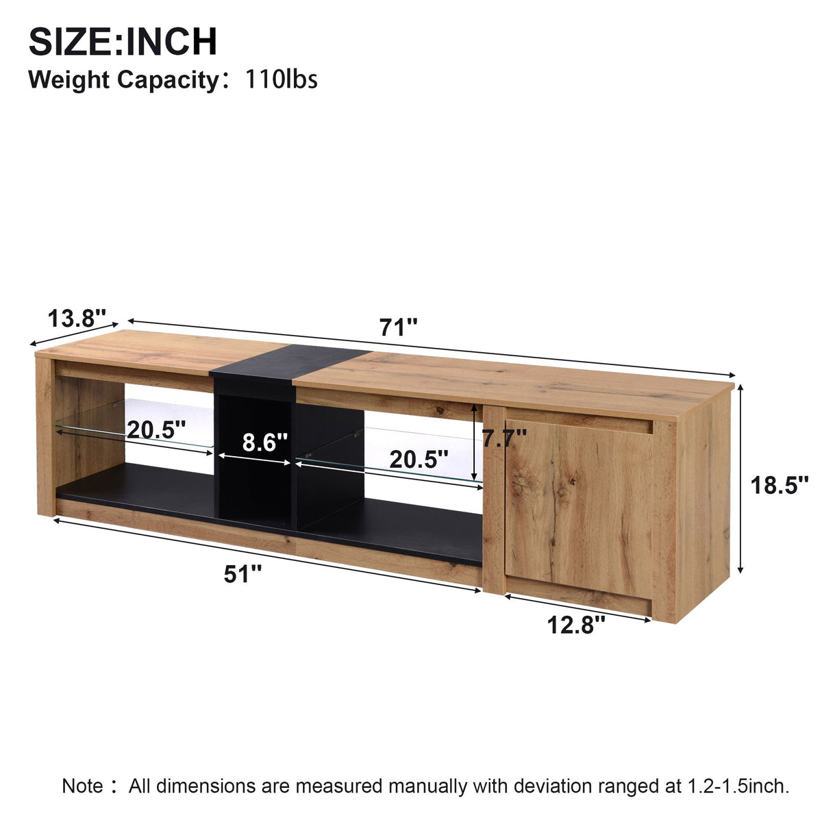Modern TV Stand for TVs Under 80 Inches with LED Lights