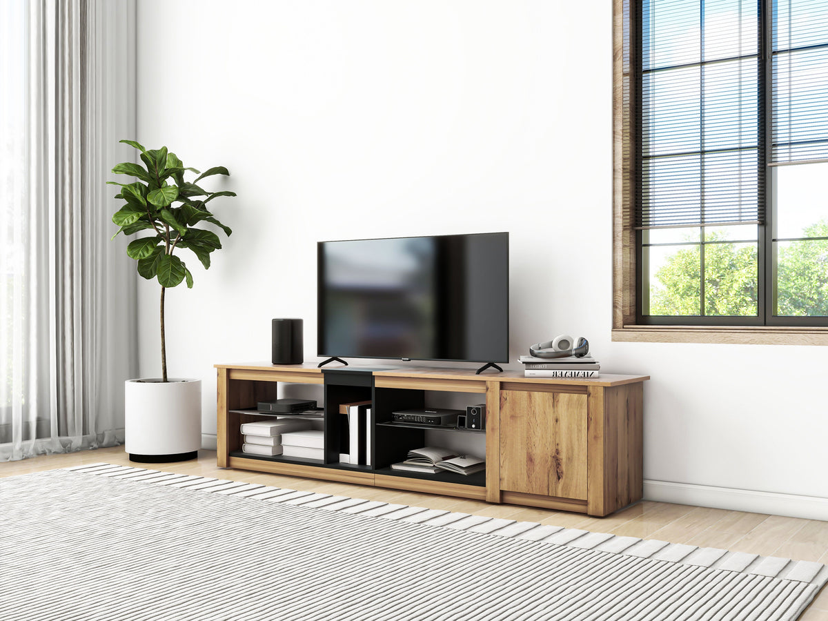 Modern TV Stand for TVs Under 80 Inches with LED Lights
