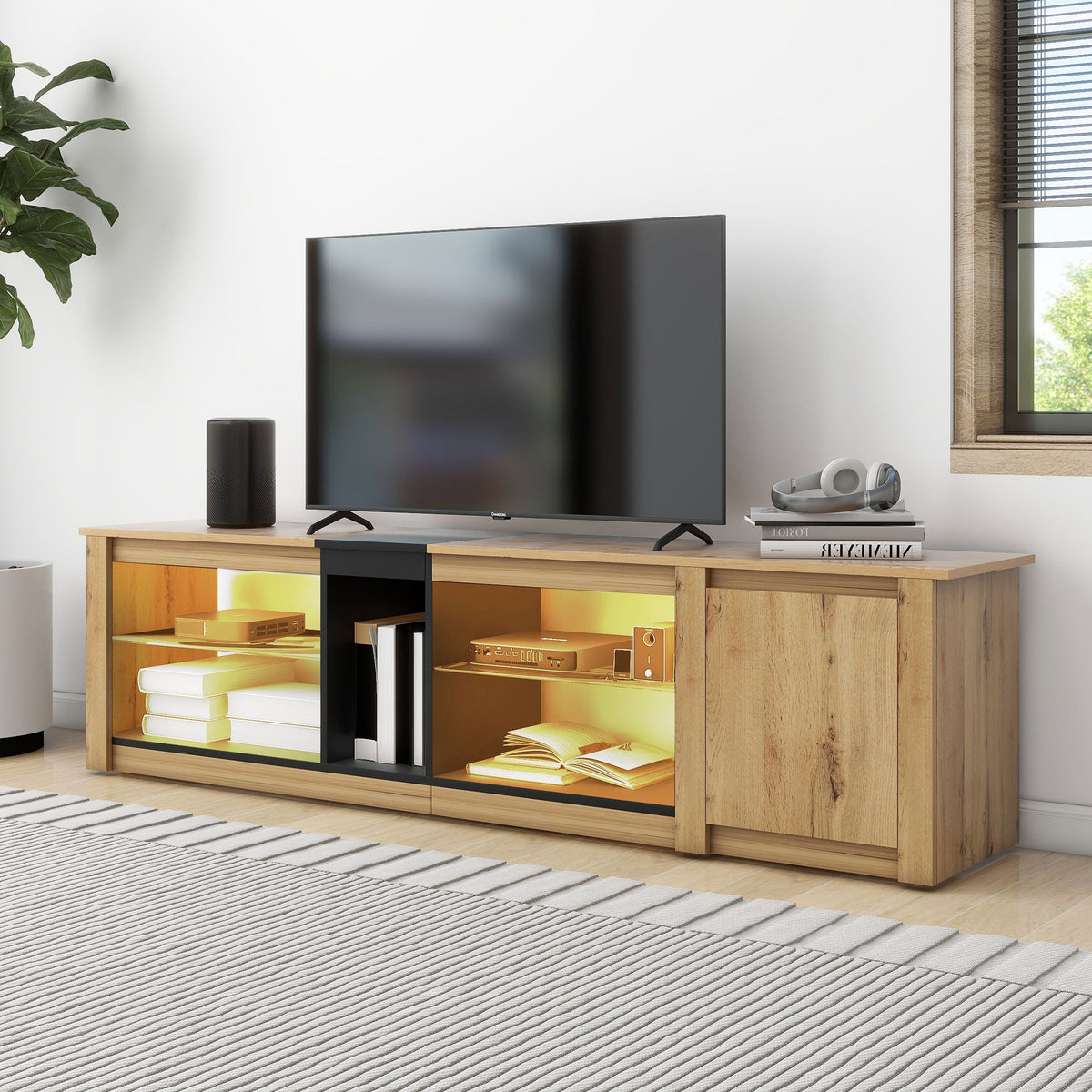 Modern TV Stand for TVs Under 80 Inches with LED Lights