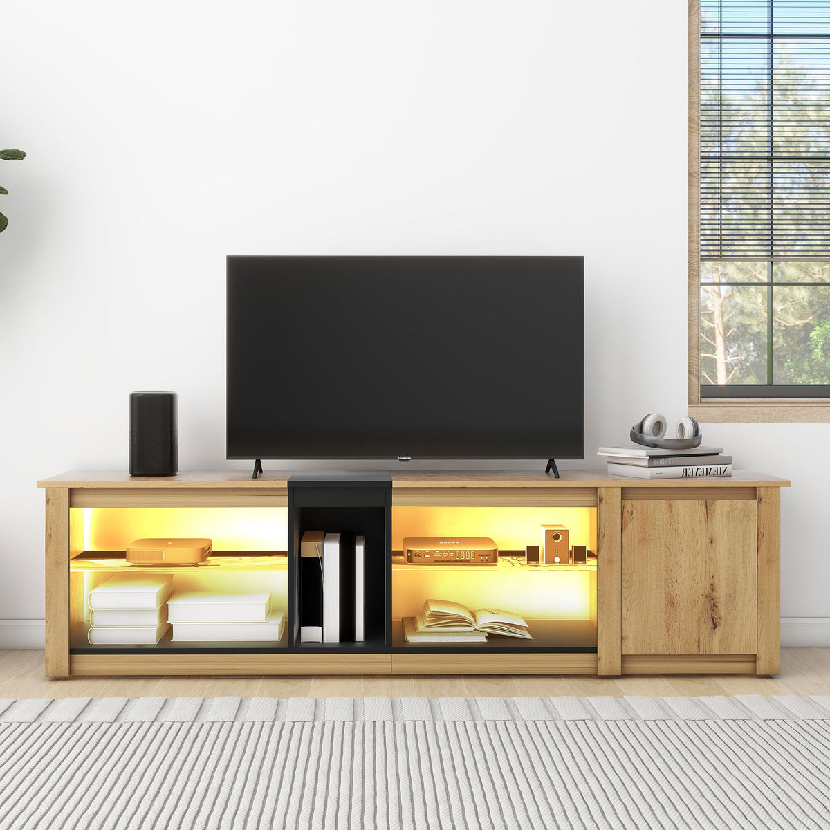 Modern TV Stand for TVs Under 80 Inches with LED Lights