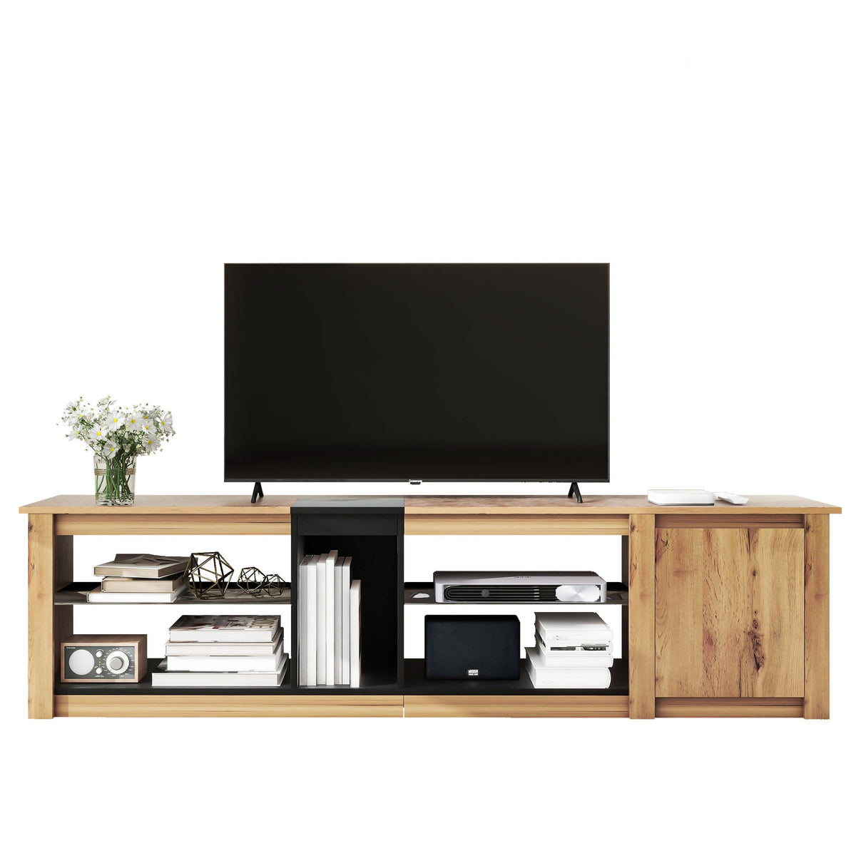 Modern TV Stand for TVs Under 80 Inches with LED Lights