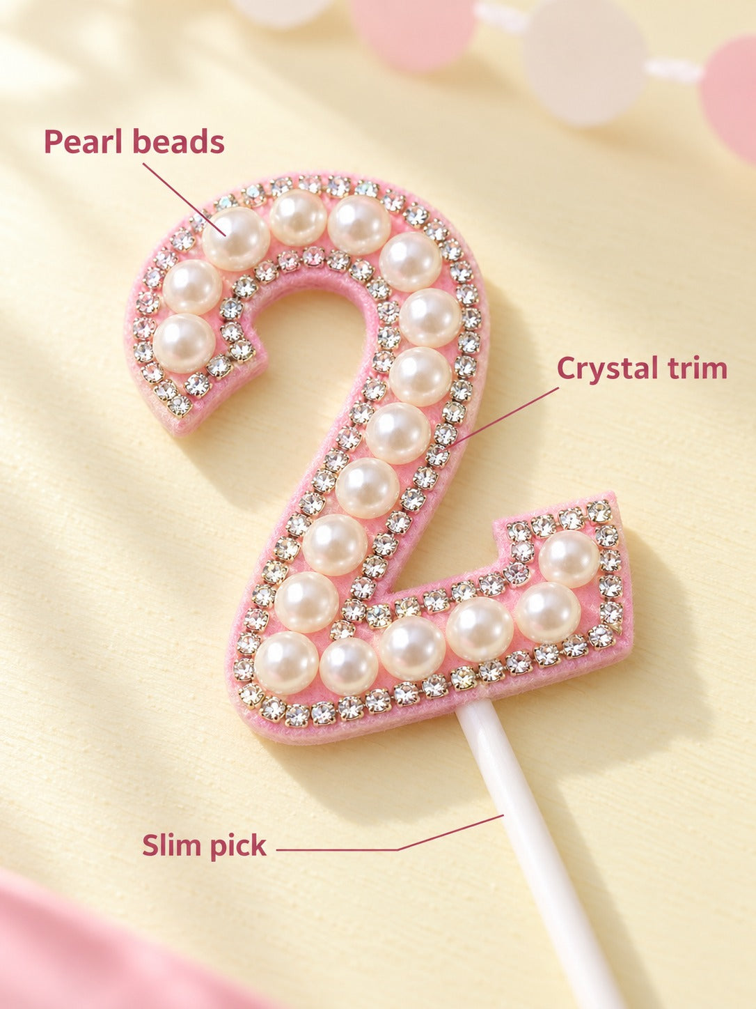 MOM Cake Topper with Pearls & Crystals for Mother's Day