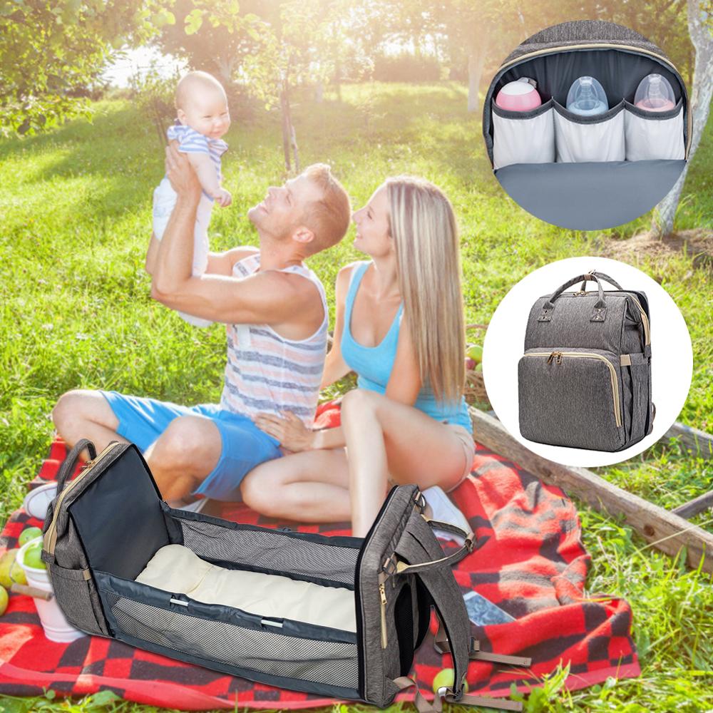 Convertible Baby Diaper Backpack for Hands-Free Travel