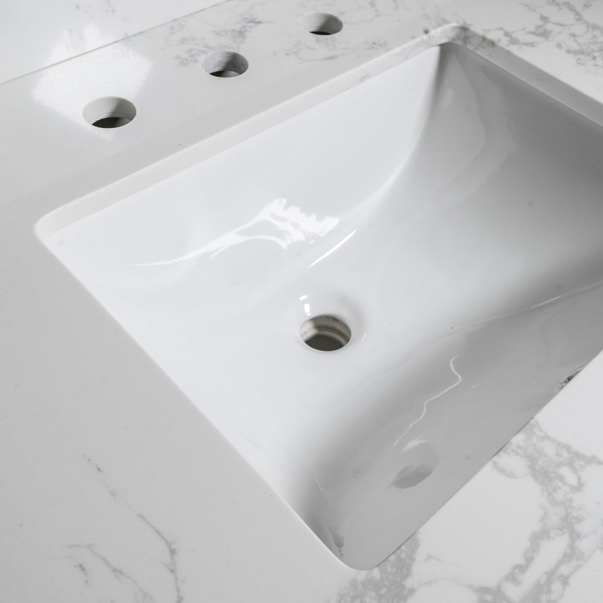 Carrara Marble-Look Bathroom Vanity Top, Undermount Sink