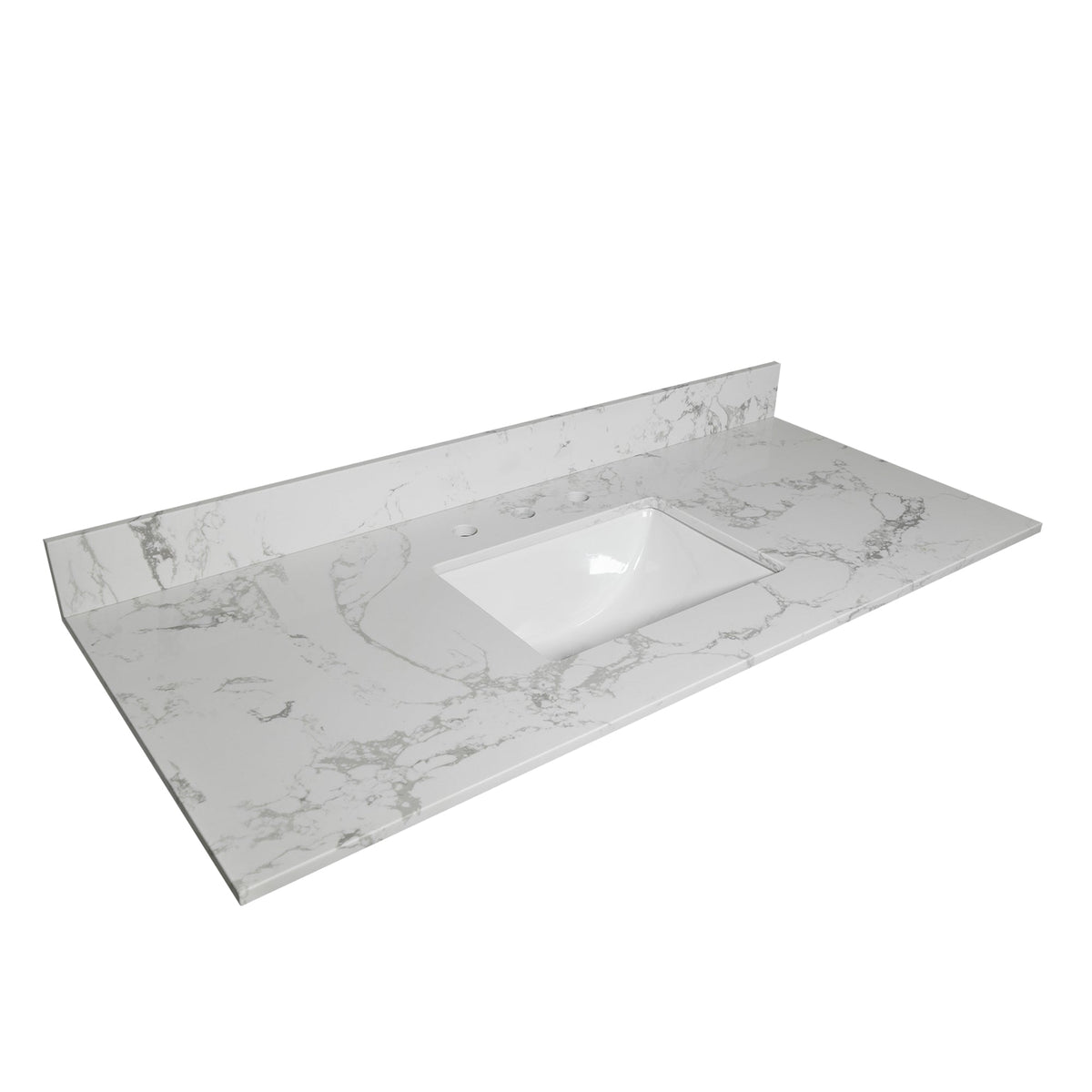Carrara Marble-Look Bathroom Vanity Top, Undermount Sink