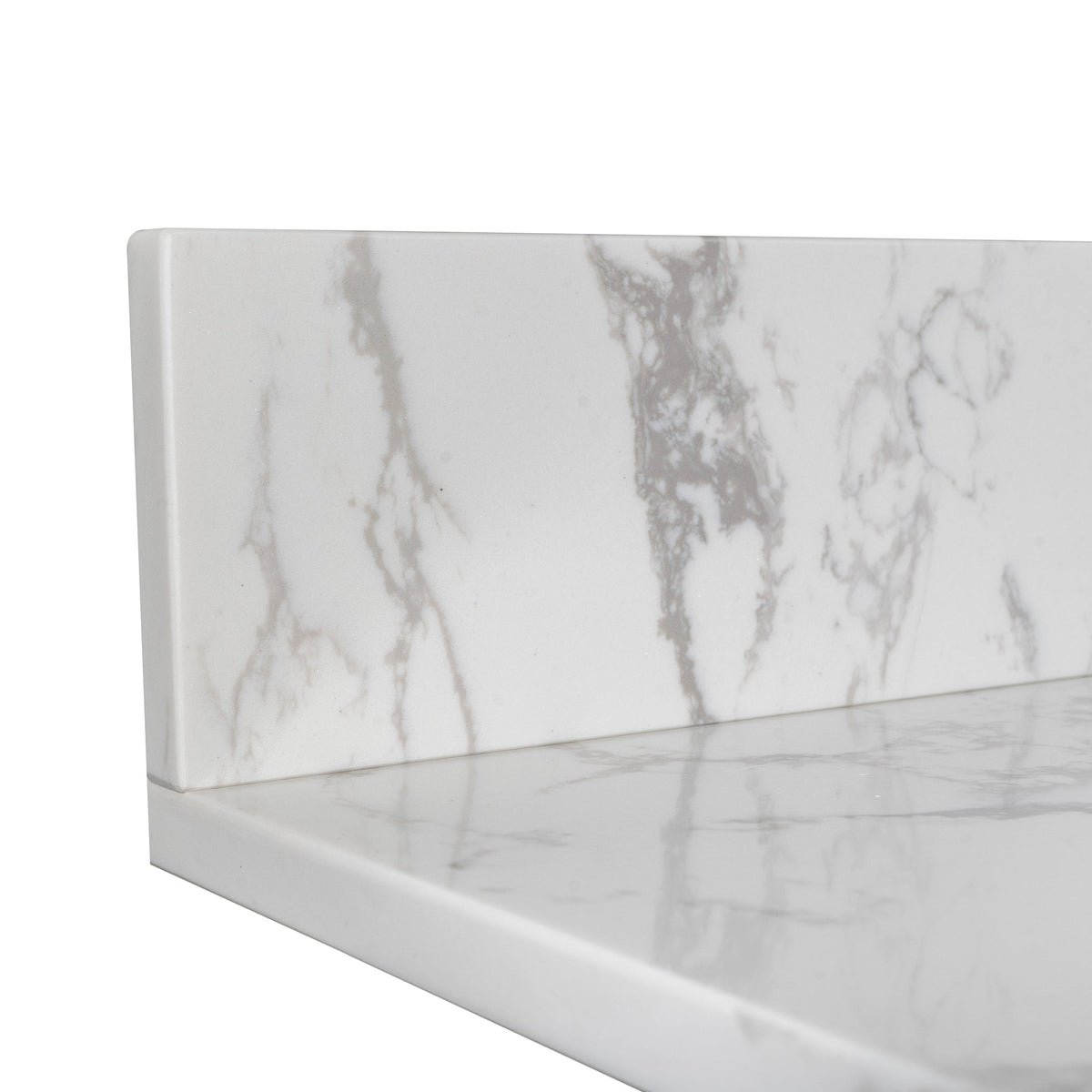 Carrara Marble-Look Bathroom Vanity Top, Undermount Sink