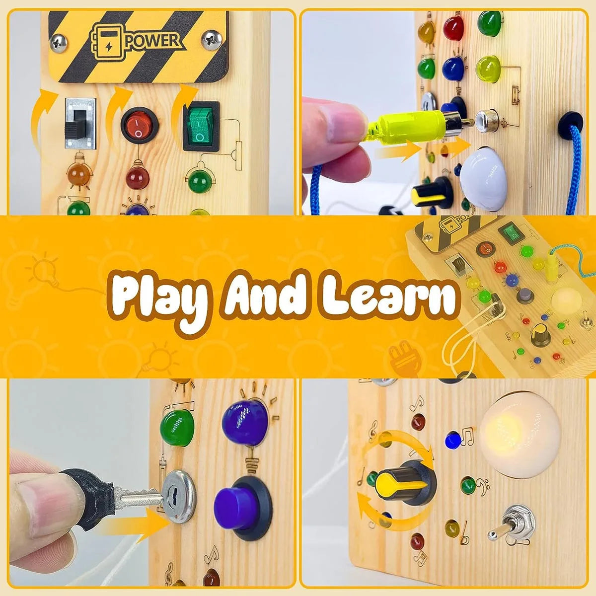 Montessori Busy Board With Lights for Toddlers 2-4