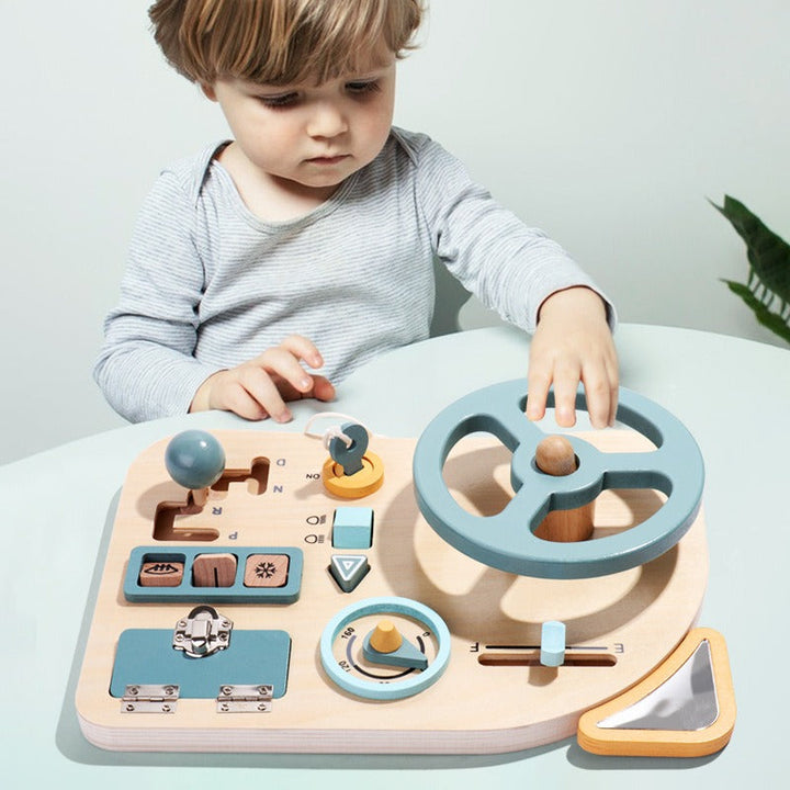Montessori Busy Board Toy for Screen-Free Pretend Play