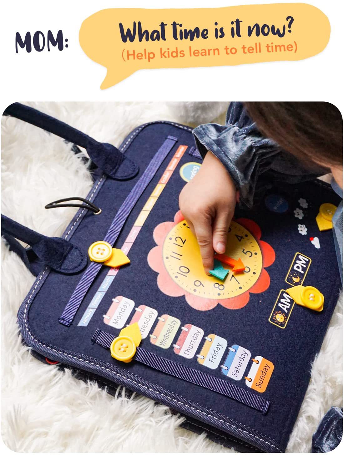 Montessori Busy Board Bag for Screen-Free Learning