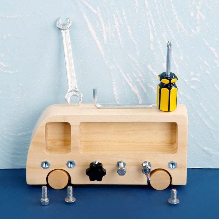 Montessori Wooden Busy Board Toy for Fine-Motor Play
