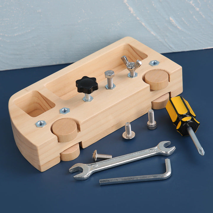 Montessori Wooden Busy Board Toy for Fine-Motor Play