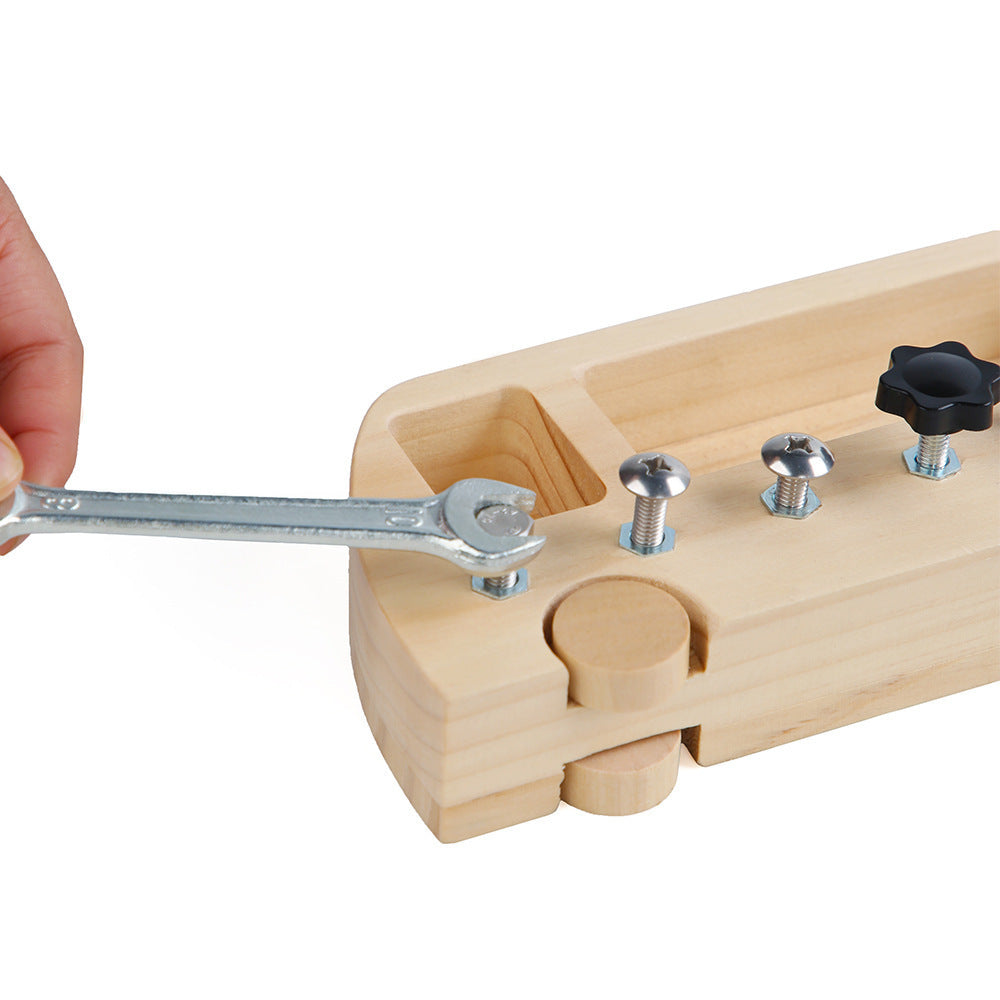 Montessori Wooden Busy Board Toy for Fine-Motor Play
