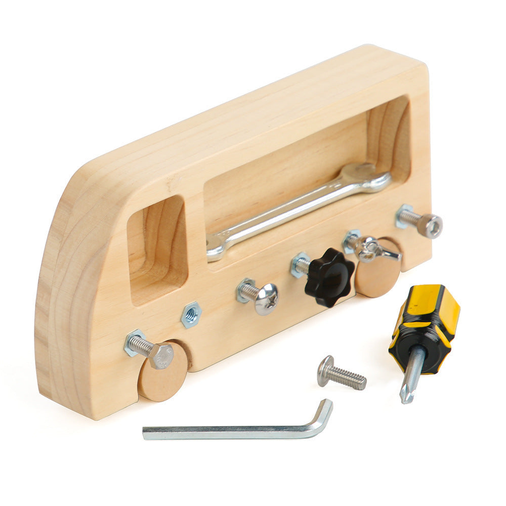 Montessori Wooden Busy Board Toy for Fine-Motor Play