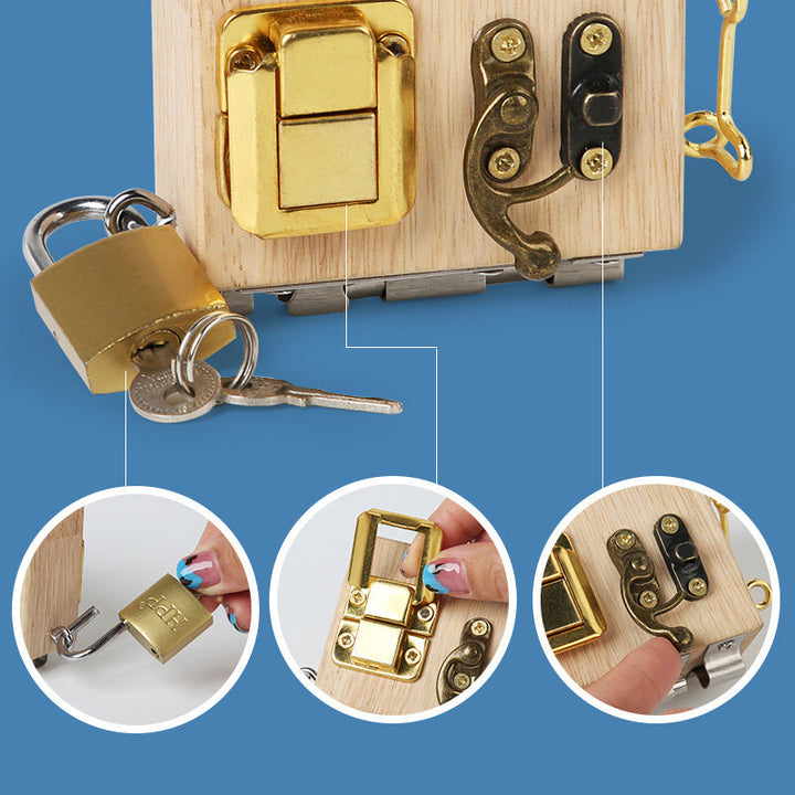 Wooden Busy Board Cube for Hands-On Fine-Motor Learning