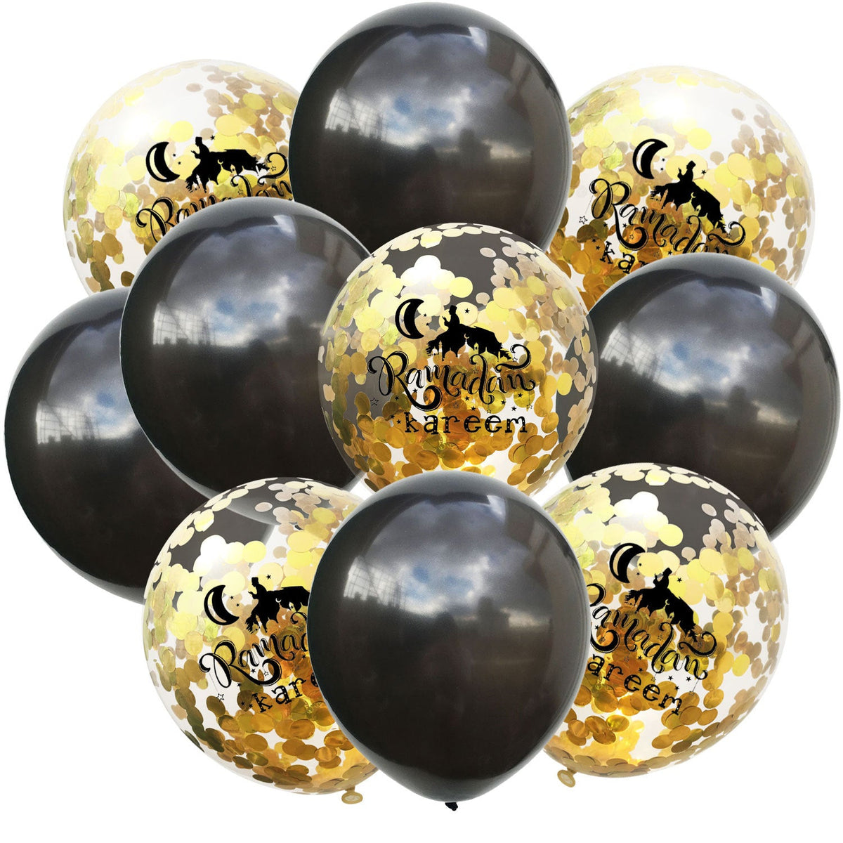Ramadan Kareem Balloon Set With Confetti Sparkle Decor