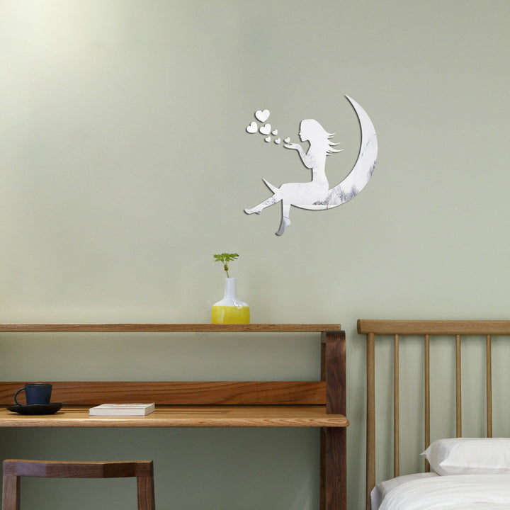 Moon Girl Mirror Wall Decal for Whimsical Bedroom Decor