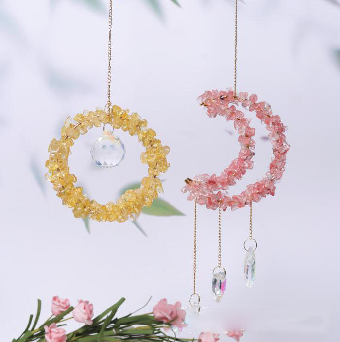 Crystal Sun Moon Window Hanging Decor for Colorful Sparkle
