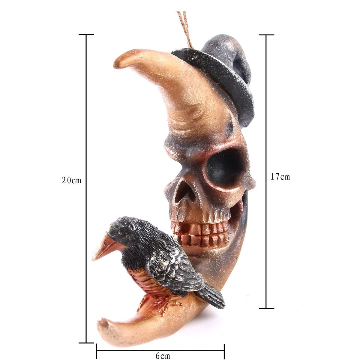 Moonbird Skull Ornament – Gothic Crescent Moon Decor