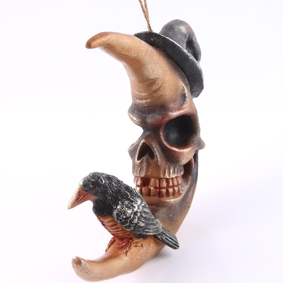 Moonbird Skull Ornament – Gothic Crescent Moon Decor