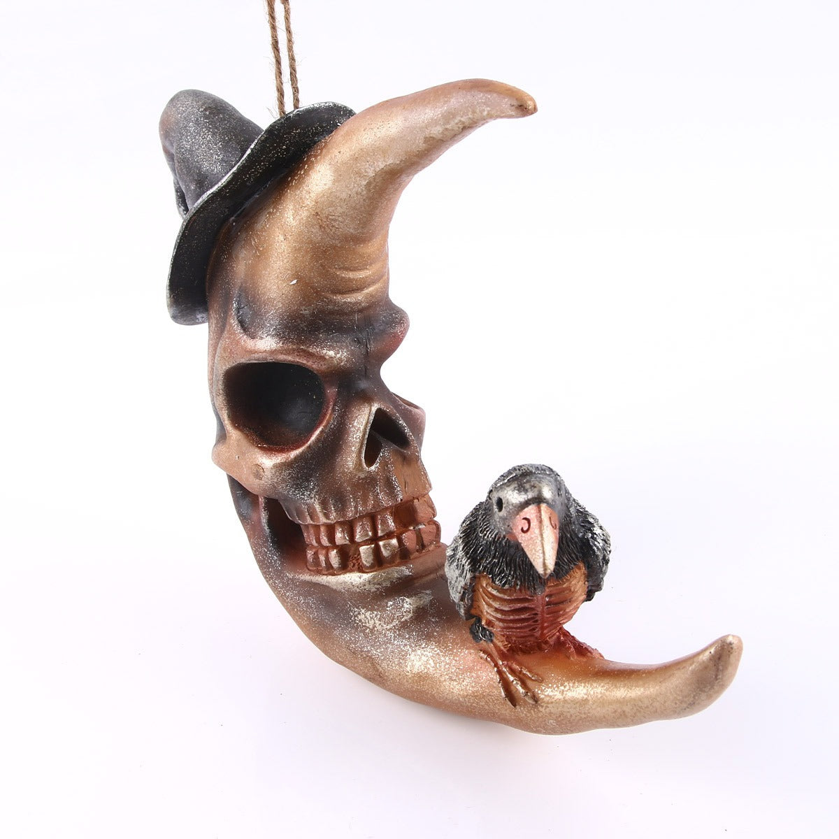 Moonbird Skull Ornament – Gothic Crescent Moon Decor