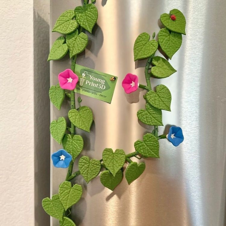 3D Morning Glory Refrigerator Magnet Vine Kitchen Decor
