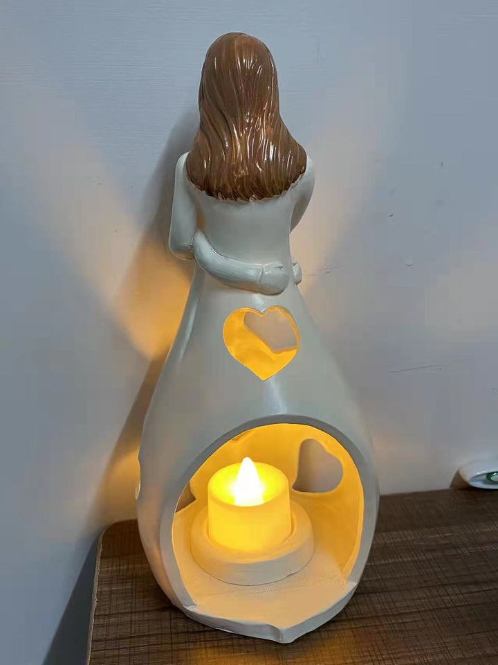 Mother-Daughter Candle Holder With Warm Glowing LED