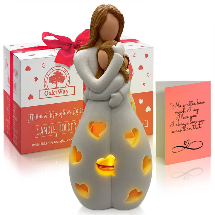 Mother-Daughter Candle Holder With Warm Glowing LED