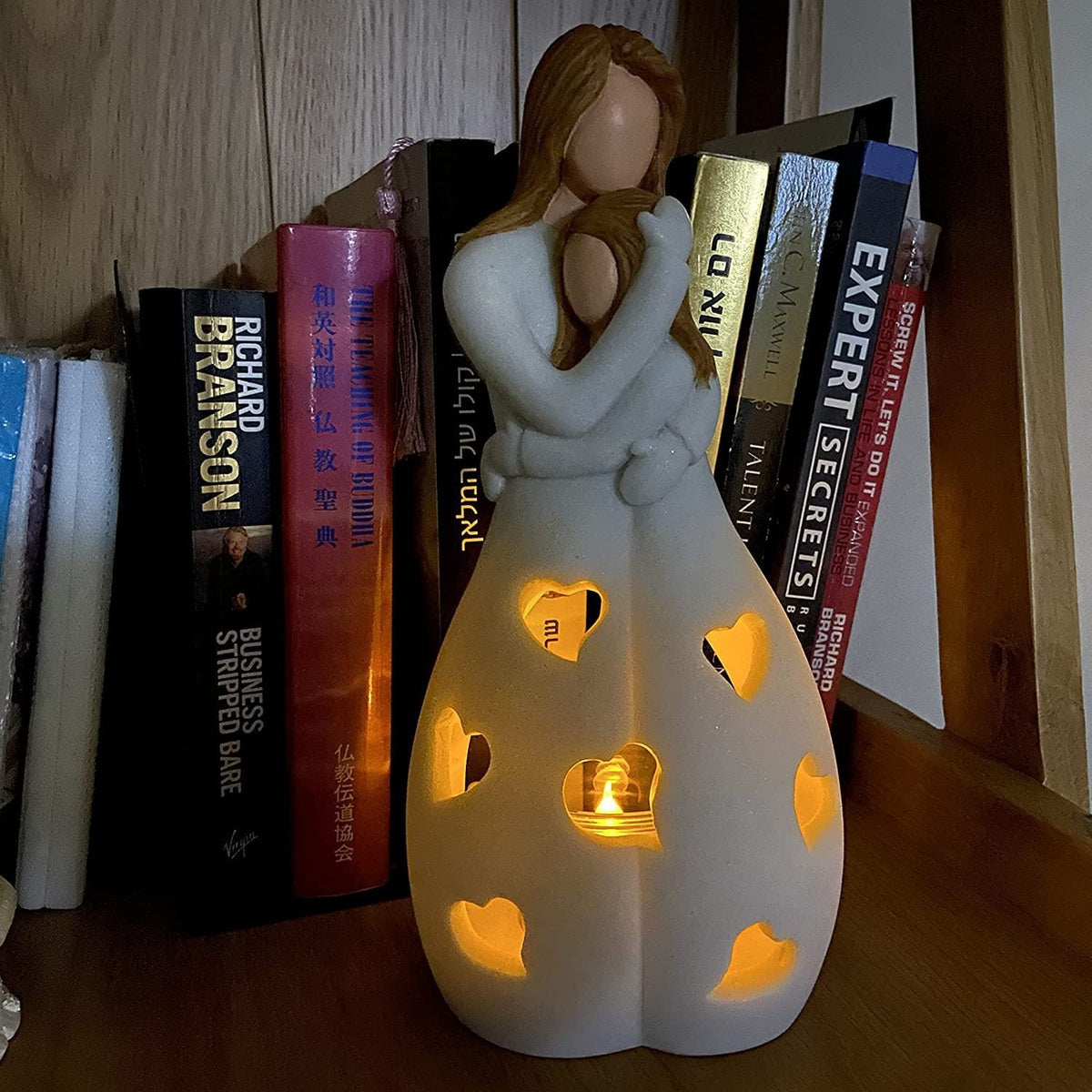 Mother-Daughter Candle Holder With Warm Glowing LED