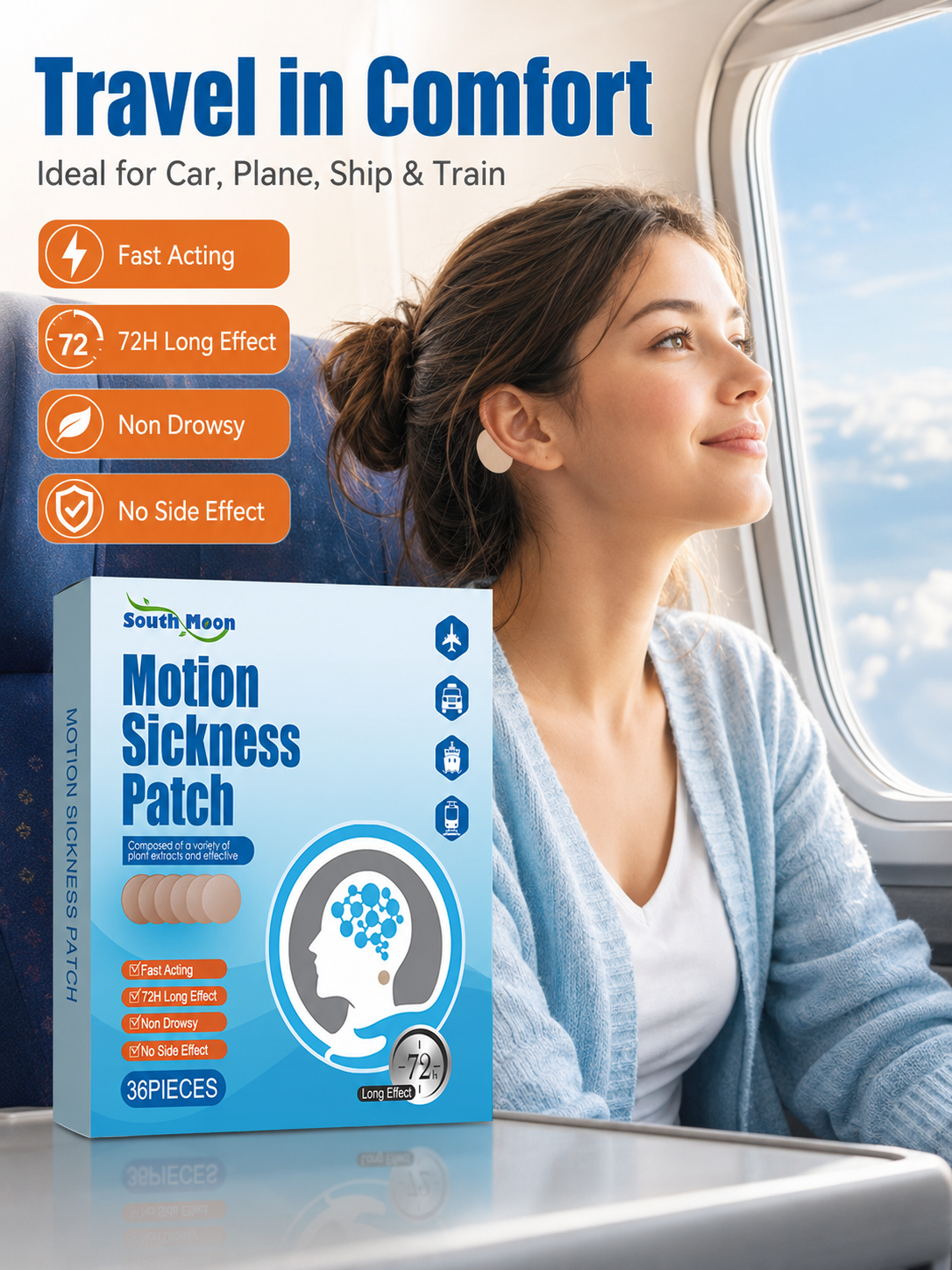 Motion Sickness Patches — 72-Hour Nausea Relief, Non‑Drowsy