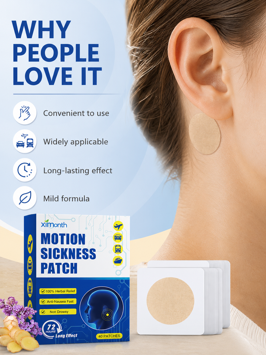 Motion Sickness Patch — 72-Hour Herbal Relief Behind the Ear